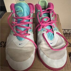 Nike Kids Athletic Sneakers - White, Teal & Pink Accents